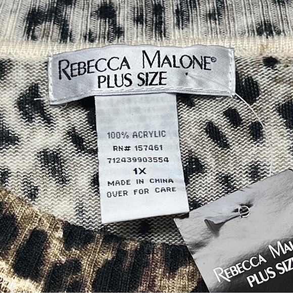 Rebecca Malone Women’s Plus Size Animal Print Crewneck Sweater Sz 1X - Picture 6 of 10